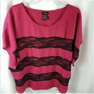 Torrid Women Fuschia Black Lace Top blouse Size 2 (2X)